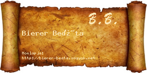 Bierer Beáta névjegykártya